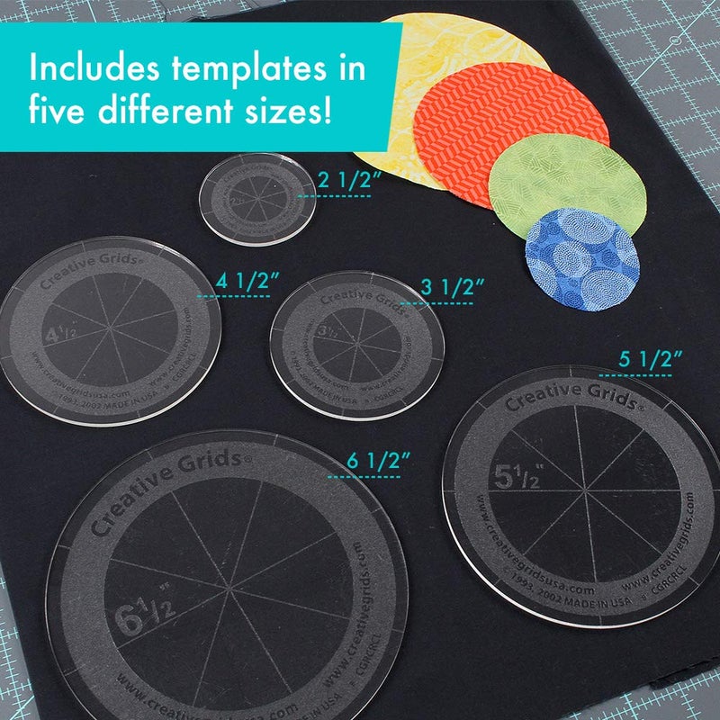 Creative Grids Quilt Ruler Circles (5 Discs with Grips) Quilt Ruler - CGRCRCL - Image 2
